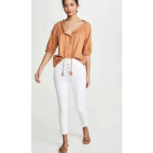 Madewell 10'' High Rise Crop  White Jeans Button Fly Denim Size 32