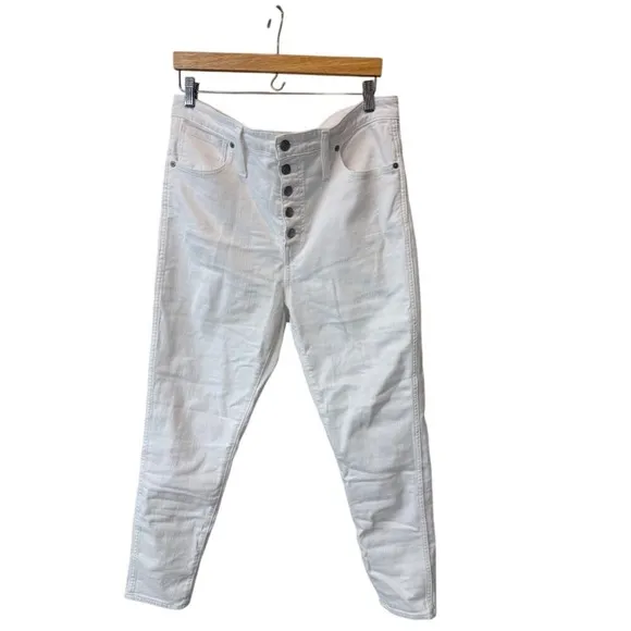 Madewell 10'' High Rise Crop  White Jeans Button Fly Denim Size 32
