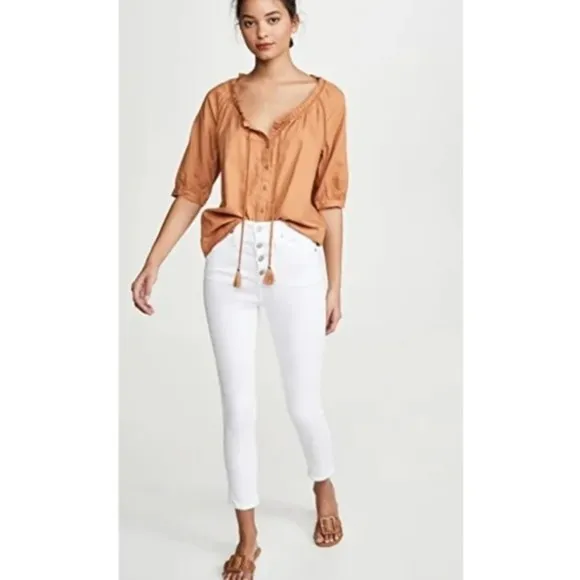 Madewell 10'' High Rise Crop  White Jeans Button Fly Denim Size 32