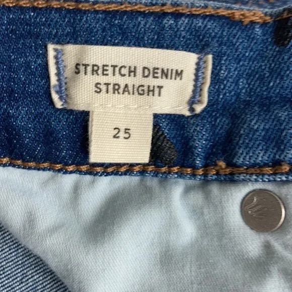 Madewell stretch denim straight mini skirt black heart print edition