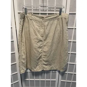 Malvin Beige 100% Linen Button Skirt 18 Elastic Back Utility Style Lightweight