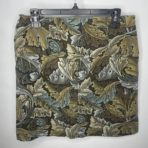 Marc by Marc Jacobs Elm Brown Baroque Acanthus Leaf Print Mini Skirt