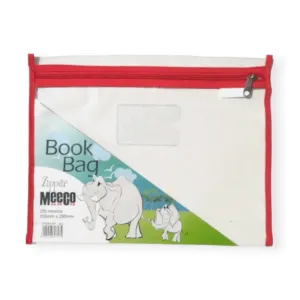 Meeco A4 Book Bag Clear Pvc With Zip Red