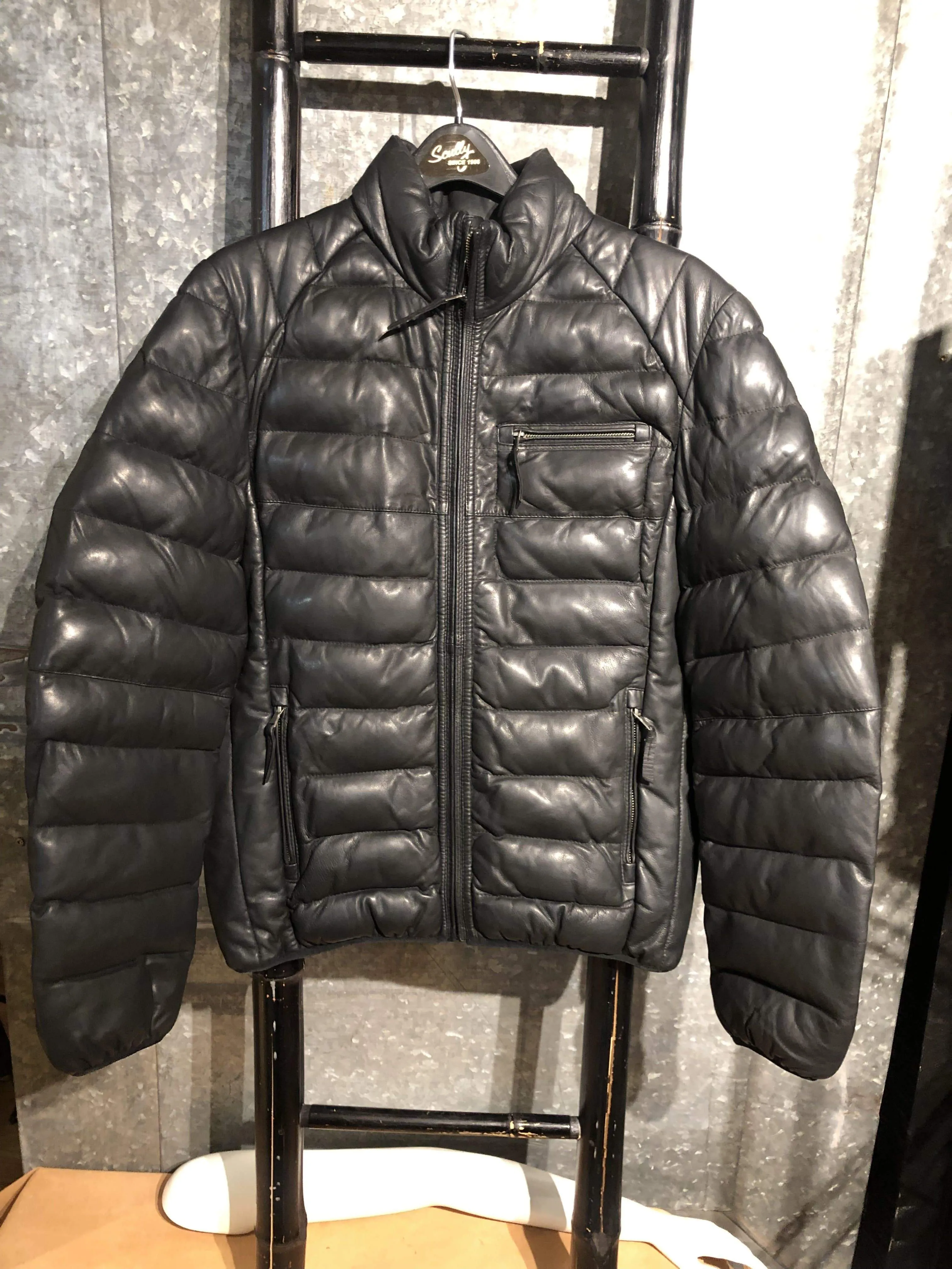 Mens Puffy Leather Jacket
