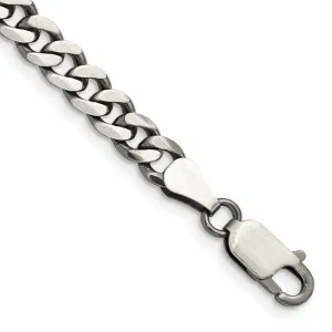 Men's Sterling Silver Antiqued 6mm Curb Chain Bracelet