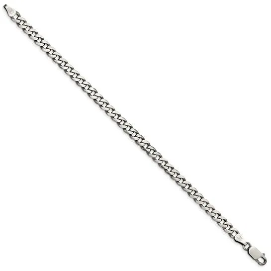 Men's Sterling Silver Antiqued 6mm Curb Chain Bracelet
