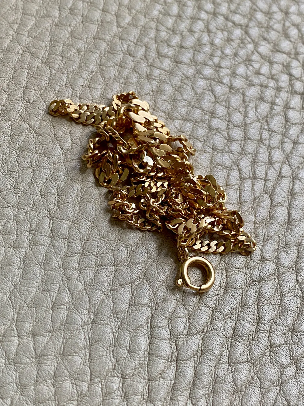Midcentury Swedish 18k gold pressed curb link necklace, graduated width - 18 inch length