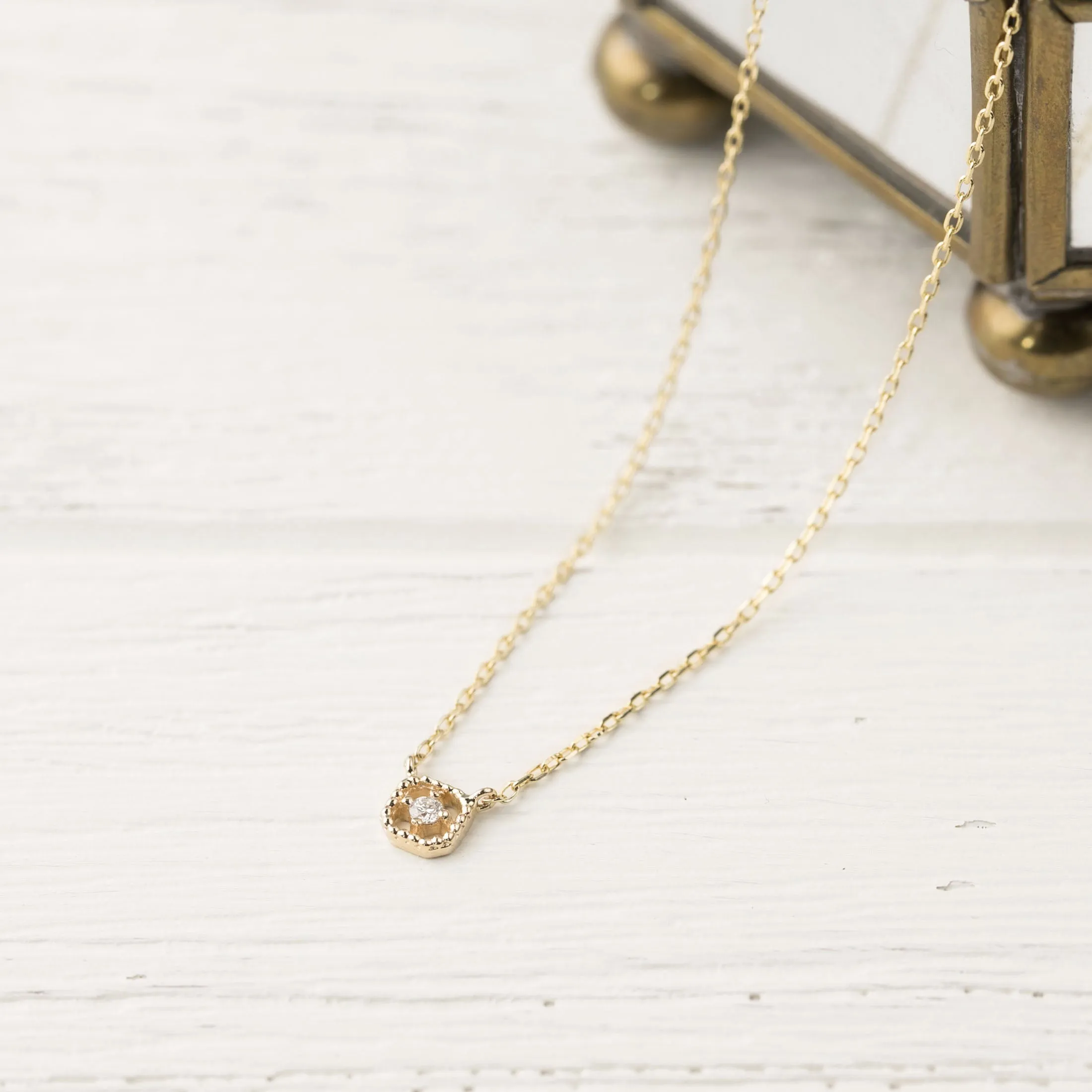 Milgrain Square Diamond Necklace