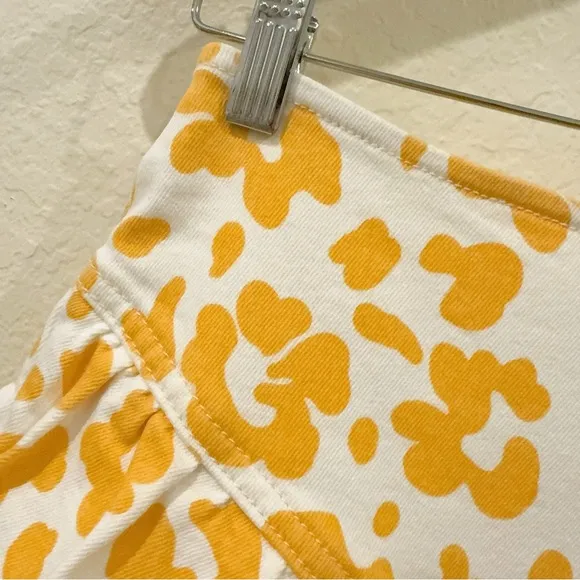 Mother Jeans The Ruffle Tiered Mini Light Weight Denim Skirt Floral Leopard NWT