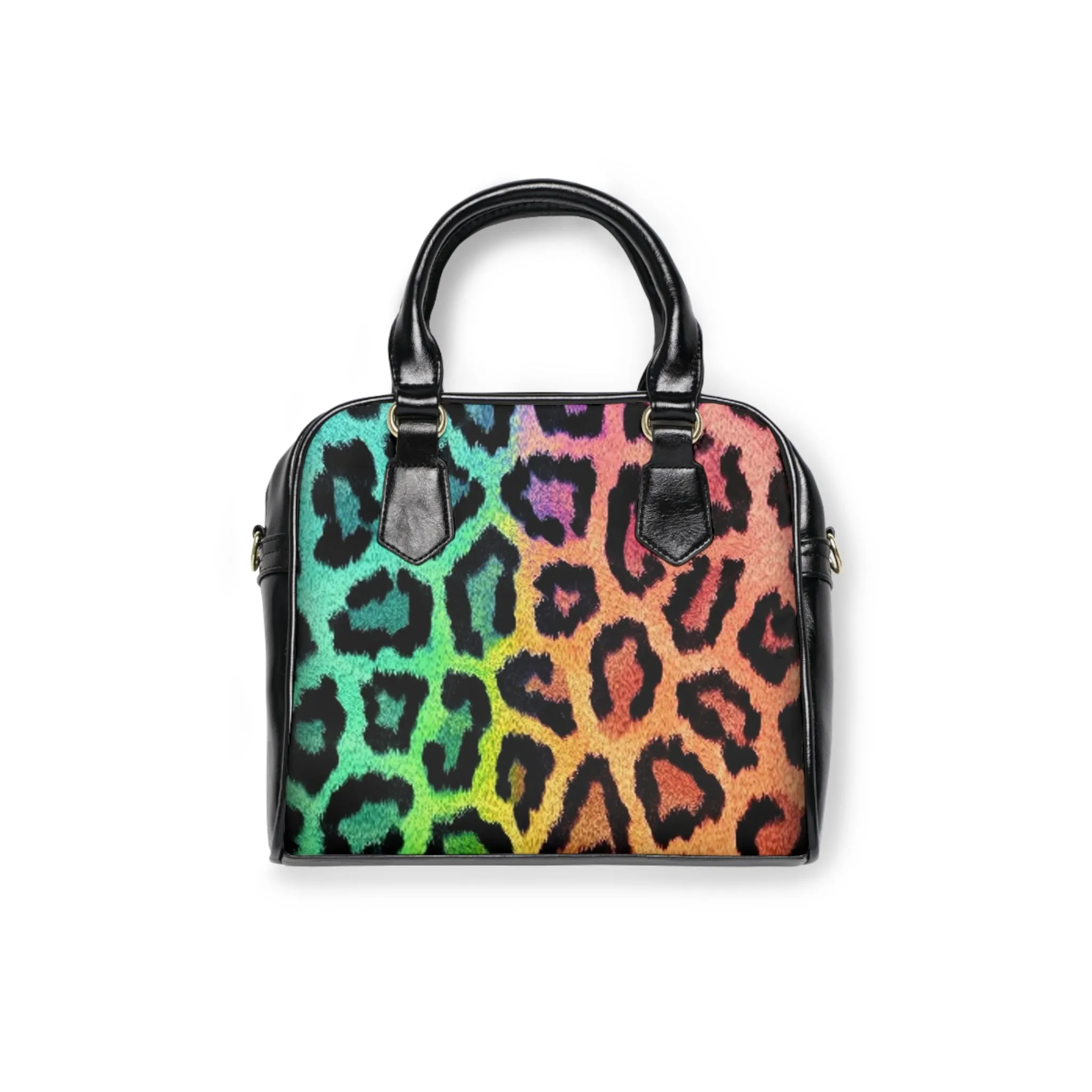 Multicolored Leopard Print Shoulder Handbag