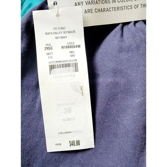 Napa Valley 24W Navy Blue Maxi Skirt Prairie Pockets Rear Close NWT RV $48