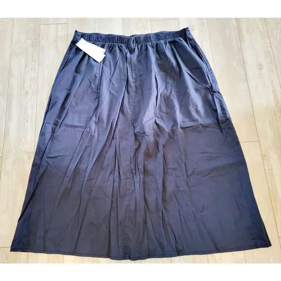 Napa Valley 24W Navy Blue Maxi Skirt Prairie Pockets Rear Close NWT RV $48