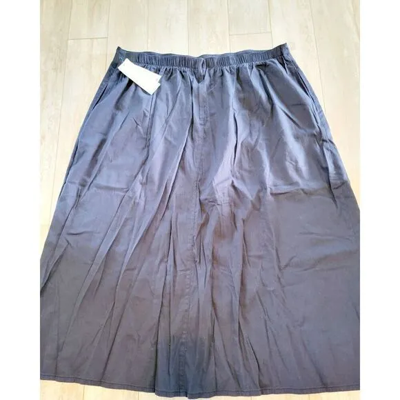 Napa Valley 24W Navy Blue Maxi Skirt Prairie Pockets Rear Close NWT RV $48