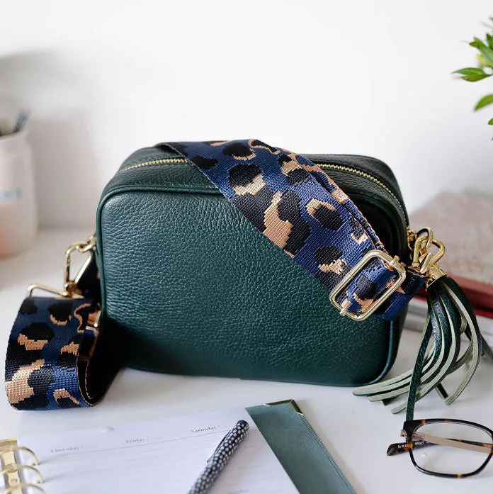 Navy Animal Print Bag Strap
