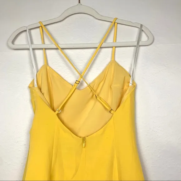 NBD Venice Blvd V-Neck Twist Wrap Knot Mini Dress Yellow XS