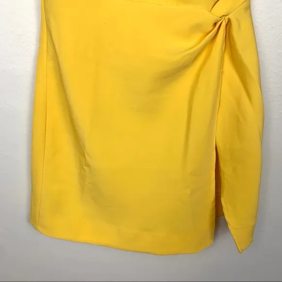 NBD Venice Blvd V-Neck Twist Wrap Knot Mini Dress Yellow XS