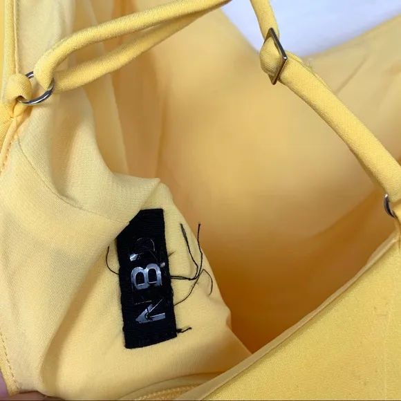 NBD Venice Blvd V-Neck Twist Wrap Knot Mini Dress Yellow XS