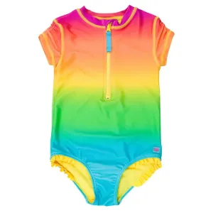 Neon Sunset Short Sleeve Rash Guard One-Piece