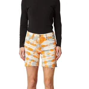 New $215 Hudson Orange Gray Tie Dye Denim Jean Shorts Size 24