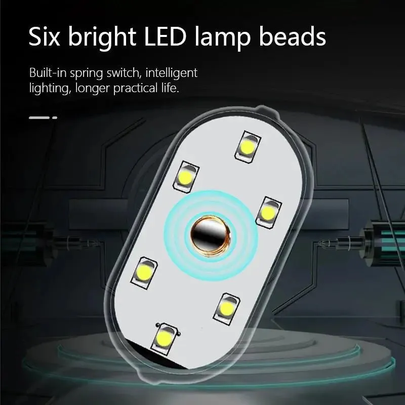 NEW 4-Pack USB Rechargeable Car LED Touch Lights, Magnetic Auto Door Light, Roof Ceiling Lamp, Reading Light, 5V Wireless Magnetic Car Light Set, White