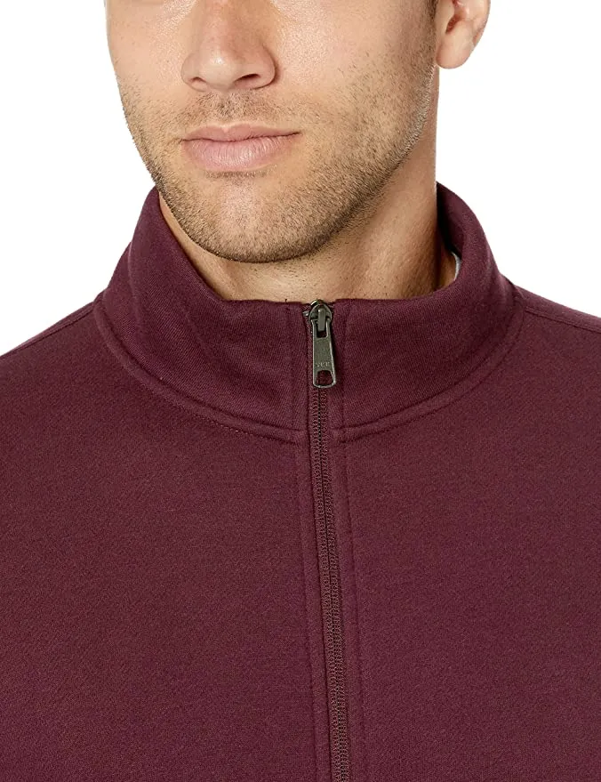 New Amazon Essentials mens Full-Zip Fleece Mock Neck Sweatshirt Sweatshirt, Burgundy, Sz M!