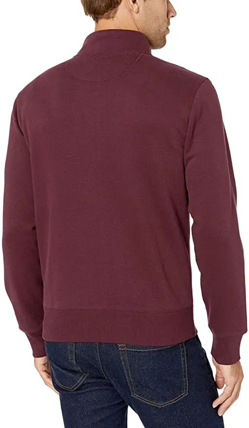 New Amazon Essentials mens Full-Zip Fleece Mock Neck Sweatshirt Sweatshirt, Burgundy, Sz M!