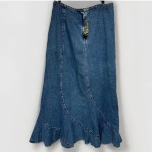 New Denim Midi Maxi Flared Hemline Jean Prairie Skirt Women's Y2K Mermaid Large