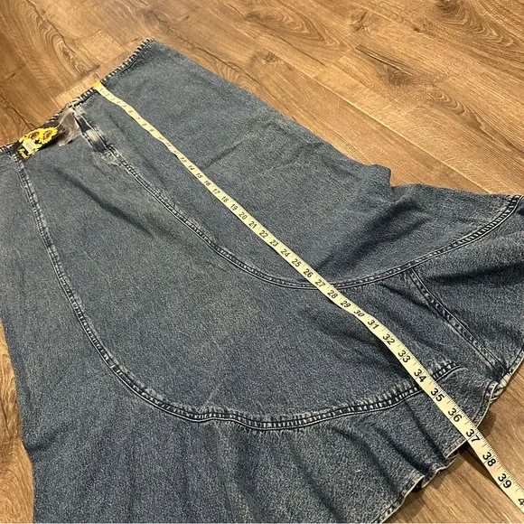 New Denim Midi Maxi Flared Hemline Jean Prairie Skirt Women's Y2K Mermaid Large