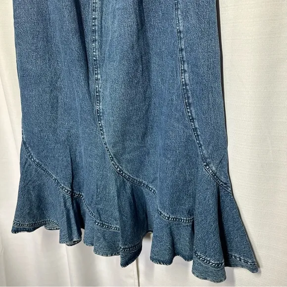 New Denim Midi Maxi Flared Hemline Jean Prairie Skirt Women's Y2K Mermaid Large
