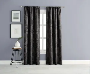 New Eclipse Zana Trellis Blackout Curtain Panels, set of 3 panels in Black/Dark Grey, Sz 4O"W X 63" L