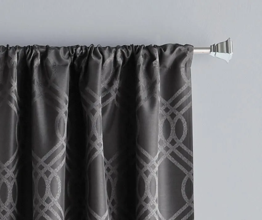 New Eclipse Zana Trellis Blackout Curtain Panels, set of 3 panels in Black/Dark Grey, Sz 4O"W X 63" L