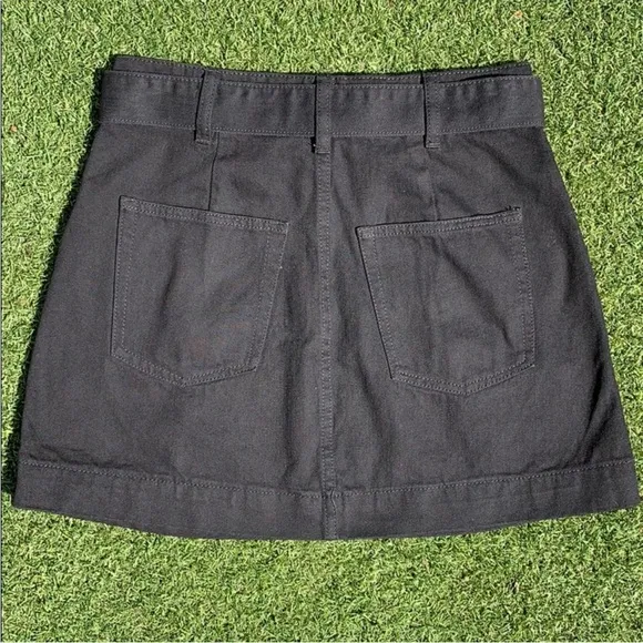 New Free People Black Denim Belted Skirt