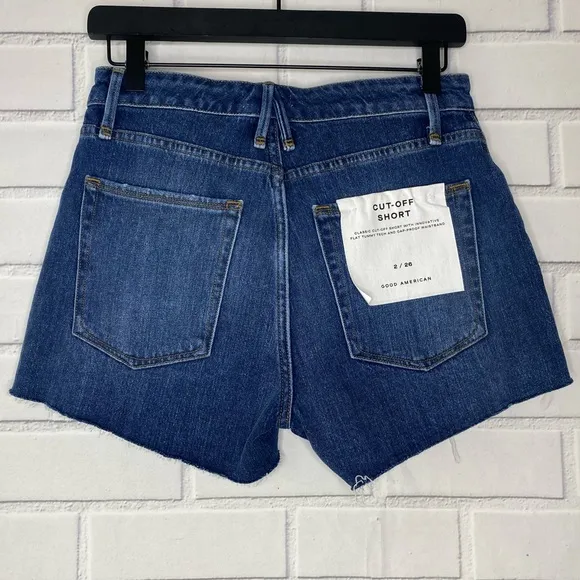New Good American Cutoff High Waist Denim Shorts size 26