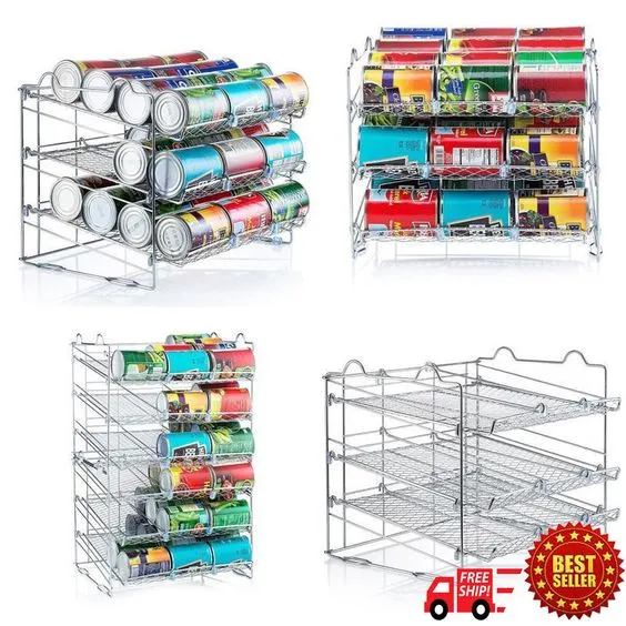 New in box! Sagler Chrome Stackable Can Organizer, Can Rack Holds up to 36 Cans