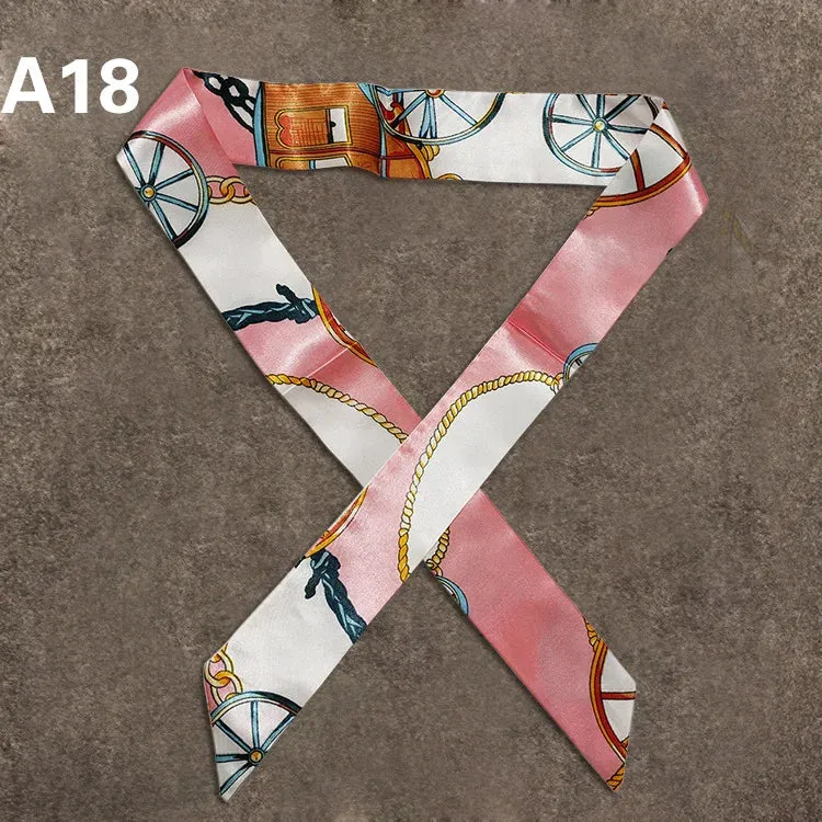 New Silk Small Women Fashion Scarf Hair Bags Handle Decoration Tie Multifunction Hand Ribbon Scarf