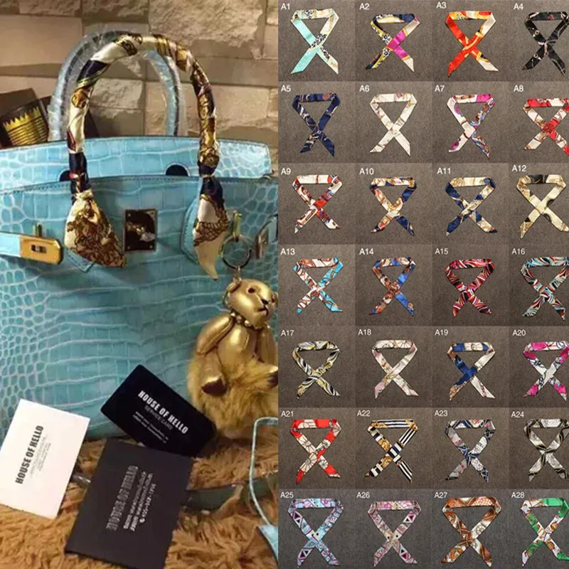 New Silk Small Women Fashion Scarf Hair Bags Handle Decoration Tie Multifunction Hand Ribbon Scarf