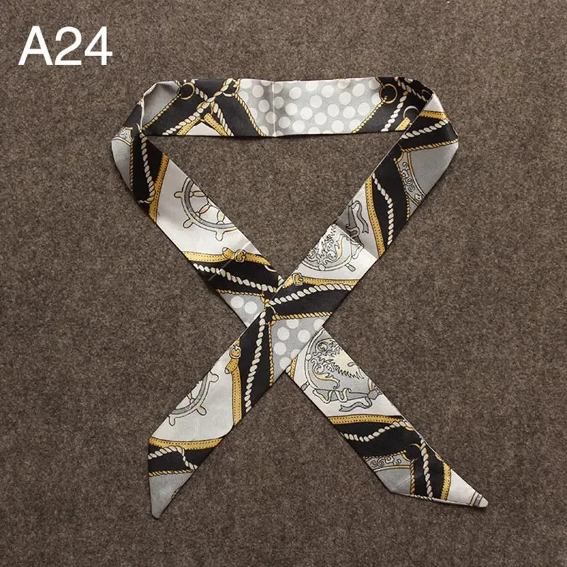 New Silk Small Women Fashion Scarf Hair Bags Handle Decoration Tie Multifunction Hand Ribbon Scarf