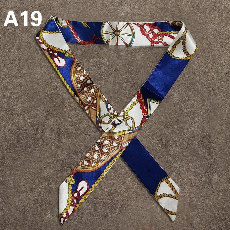 New Silk Small Women Fashion Scarf Hair Bags Handle Decoration Tie Multifunction Hand Ribbon Scarf
