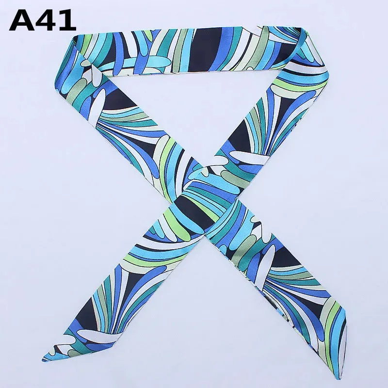 New Silk Small Women Fashion Scarf Hair Bags Handle Decoration Tie Multifunction Hand Ribbon Scarf