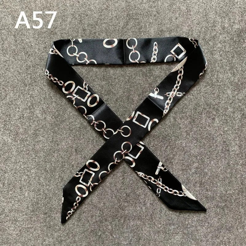 New Silk Small Women Fashion Scarf Hair Bags Handle Decoration Tie Multifunction Hand Ribbon Scarf