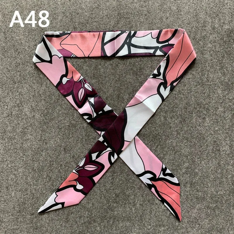 New Silk Small Women Fashion Scarf Hair Bags Handle Decoration Tie Multifunction Hand Ribbon Scarf