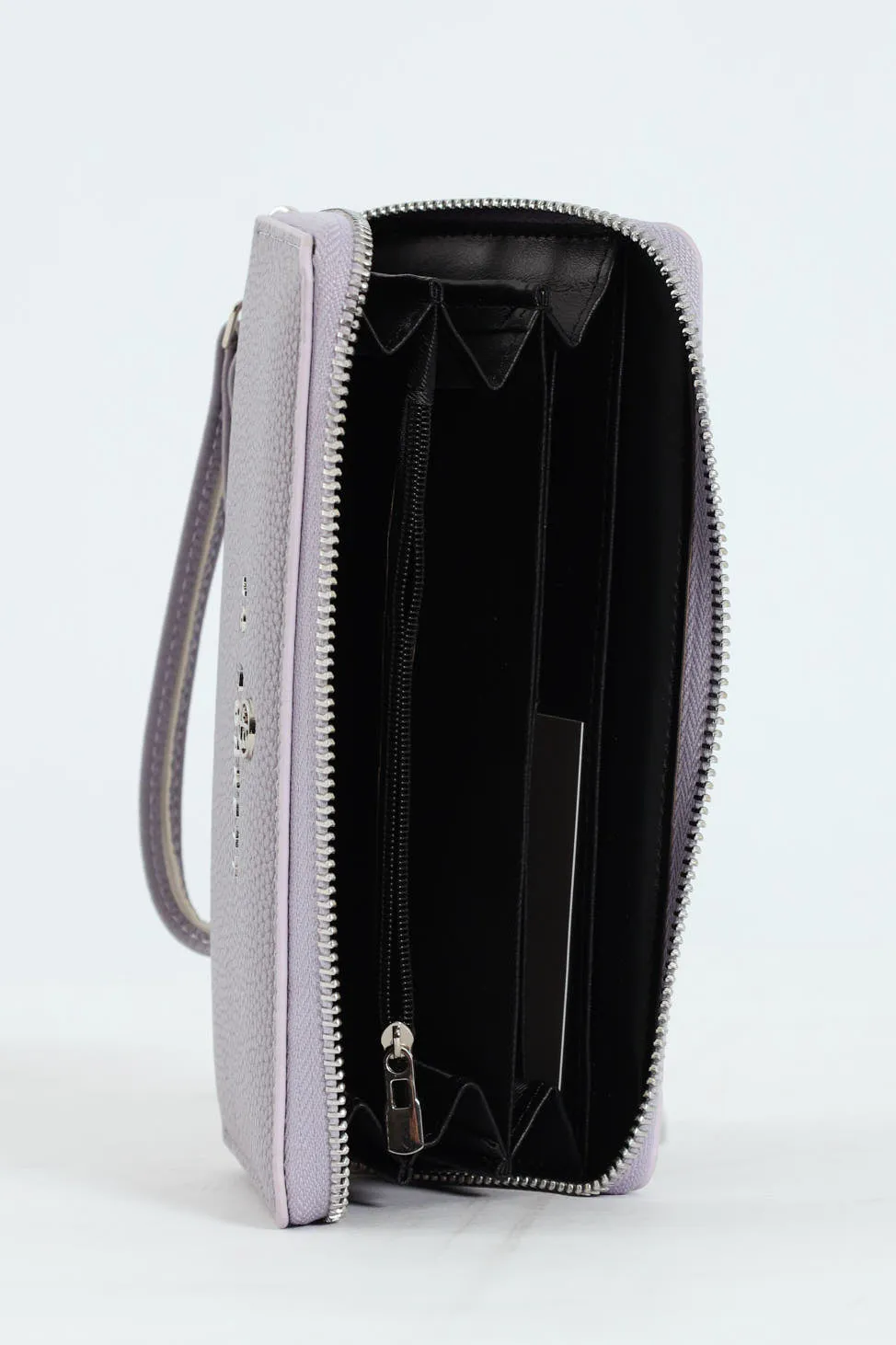 Nikki Pebble Zip Around Purse With Hand Strap - Lilac