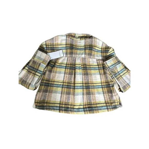 NWT Bagatelle Women's Medium Plaid Wool‎ Blend Crop Fleece Jacket Shacket #F12-4