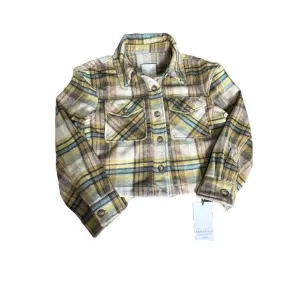 NWT Bagatelle Women's Medium Plaid Wool‎ Blend Crop Fleece Jacket Shacket #F12-4