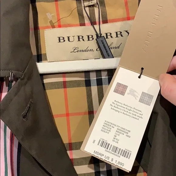 NWT BURBERRY Collegiate Stripe Gabardine Coat