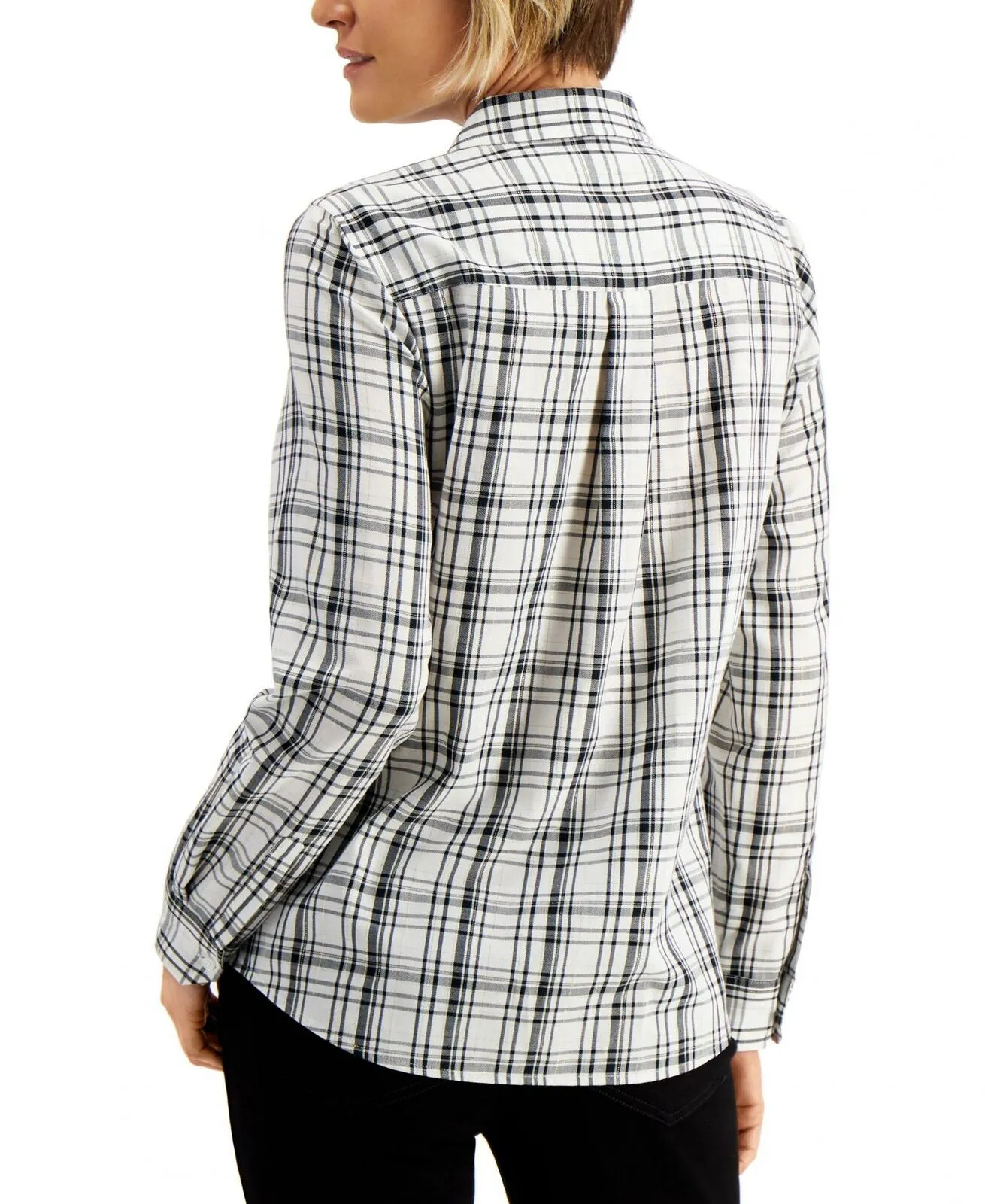 NWT Charter Club Womens Plaid Button-Down Shirt. 100112114MS XX-Large