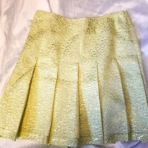 Nwt Cynthia Steffe Brocade Shimmer Gold Foil Pleated Skirt size 6 Green