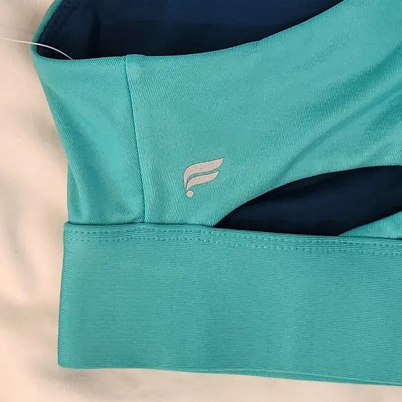 NWT Fabletics Zip-Up Sports Bra - Blue &amp; Turquoise