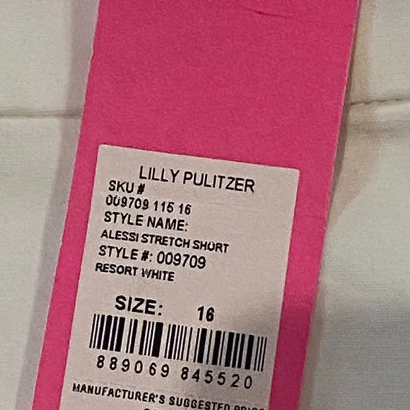 NWT Lilly Pulitzer ALESSI STRETCH SHORTS white size 16