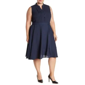 NWT Nanette Lepore Sleeveless Button Down Pintuck Pleat Waist Tie Midi Dress